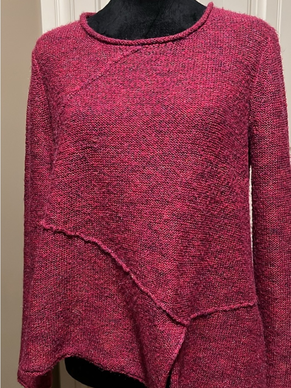 Habitat Scoop Neck Textured Sweater in Raspberry